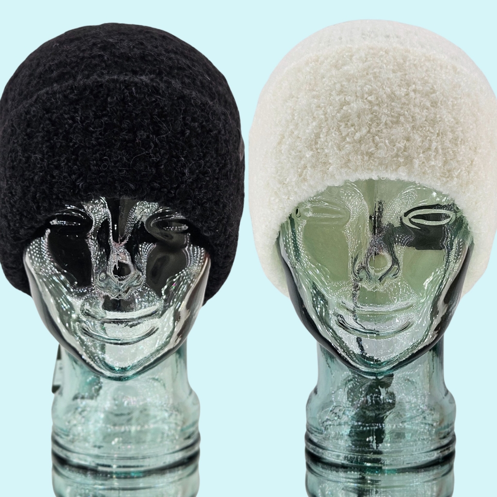 Bundle - 2 All Saints Hats Beanies Chalk & Black Teddy Bear Wool & Alpaca Blend